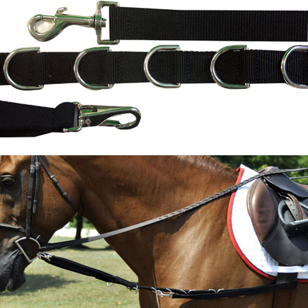 SIDE REINS - NYLON WITH ELASTIC AND DEES